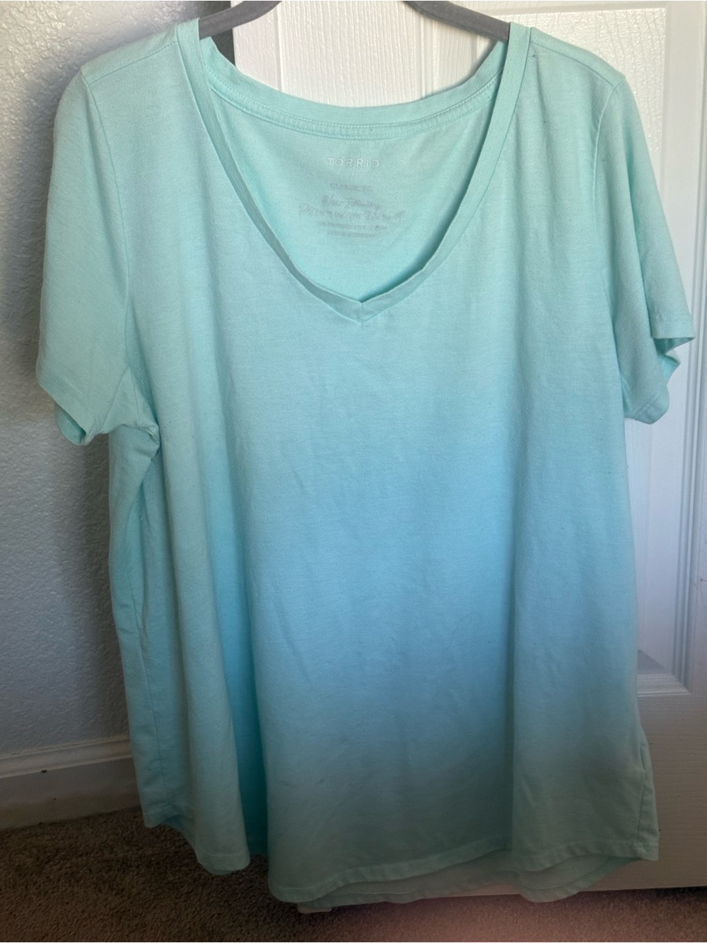torrid Pastel Aqua V-Neck Short Sleeve Tee